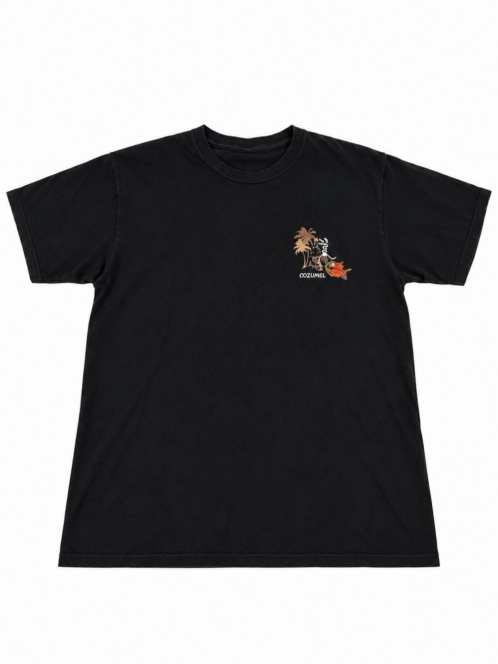 Cozumel Mexico Men’s T-Shirt Size Large Black Tropical Palm Tree Graphic Tee